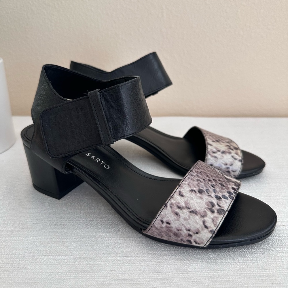Franco Sarto Fabiola Black Snake Leather Heeled Sandals Women’s 6M - Picture 5 of 14